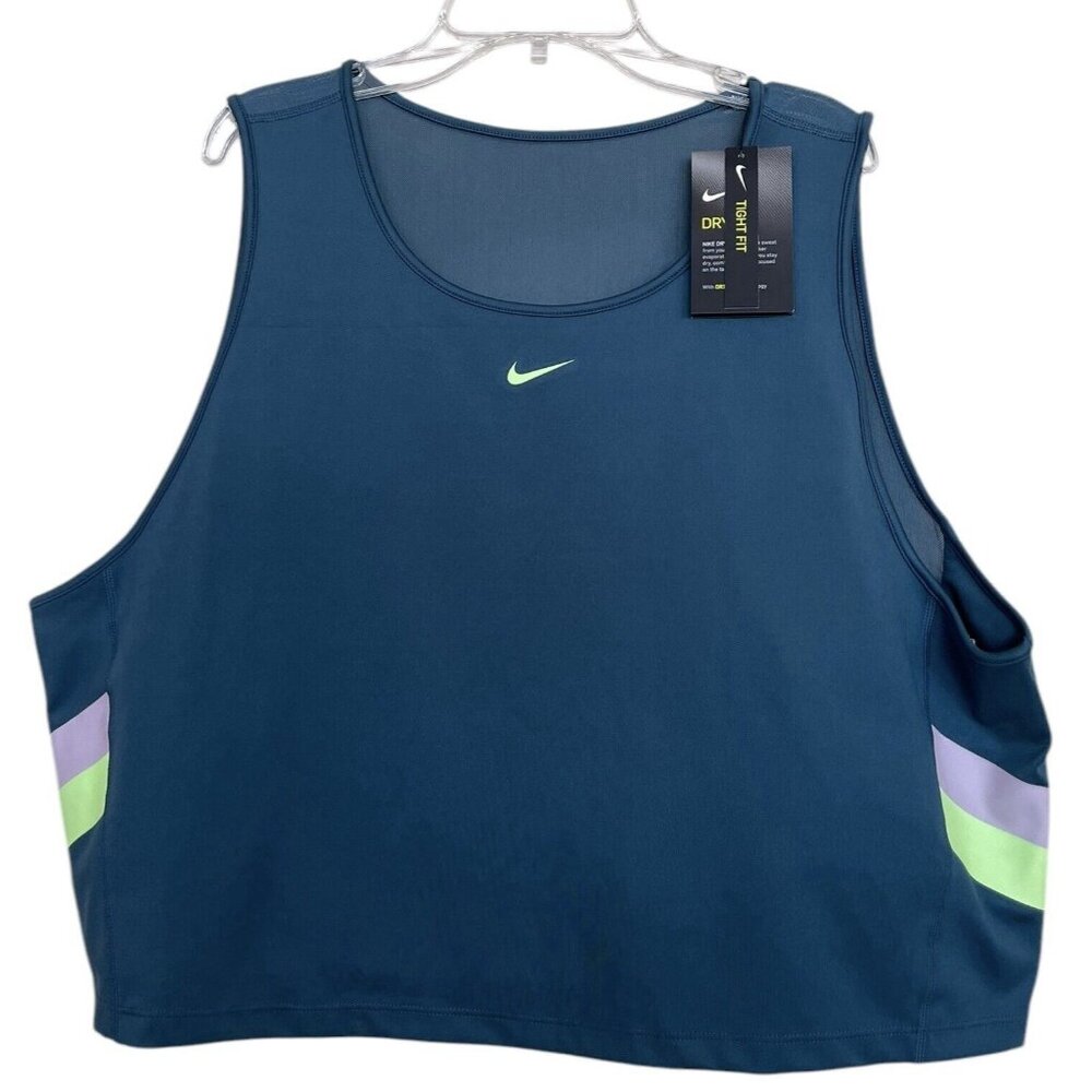 Nike Sports Bra Womens Plus Size 3X Green Dry Fit Mesh Back Crop Top‎
